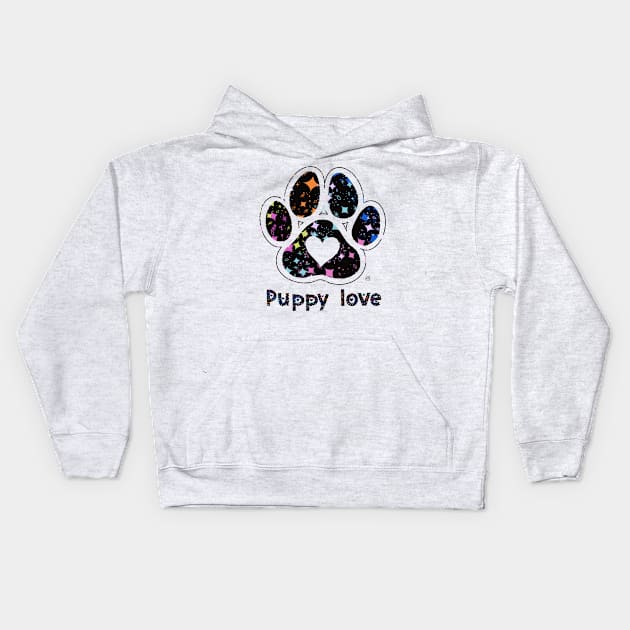 Puppy love black paw Kids Hoodie by nasia9toska